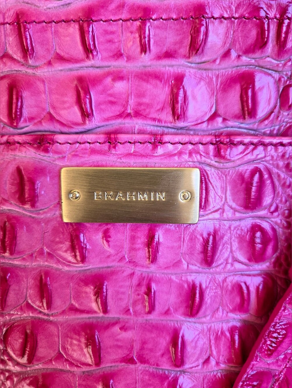 Brahmin Pink Croc-Embossed Tote Bag - Picture 4 of 16